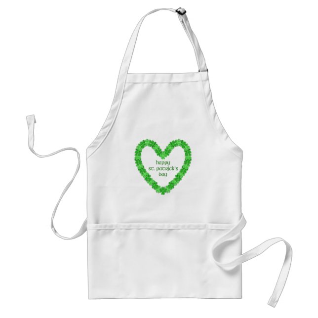 St Patrick's Day Heart Standard Apron (Front)