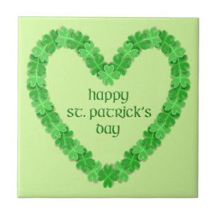 St Patrick's Day Heart Tile
