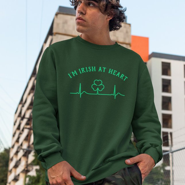 St Patricks Day Heartbeat Sweatshirt | Custom Text (Creator Uploaded)