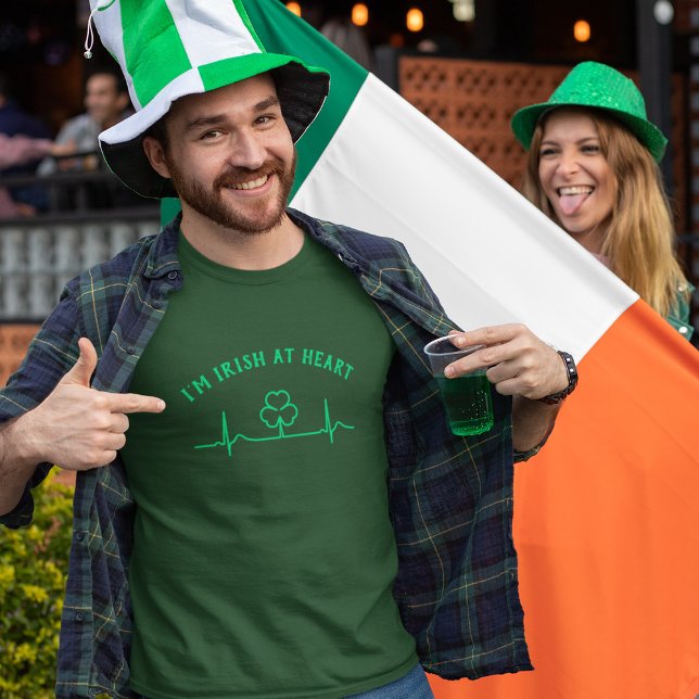 St Patricks Day Heartbeat T-Shirt with Custom Text (Creator Uploaded)