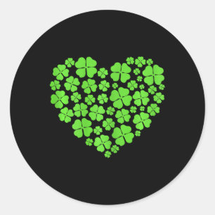 St Patricks Day Hearts Shamrock Clover Women Girls Classic Round Sticker