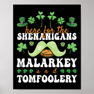 St Patricks Day Here For The Shenanigans Malarkey Poster