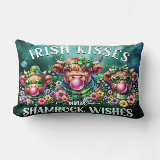 St. Patrick's Day Highland Cow Lumbar Pillow