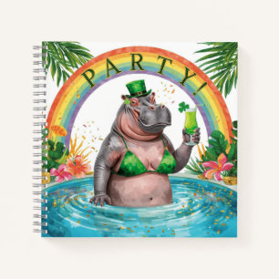 St. Patrick's day hippo pool party Notebook