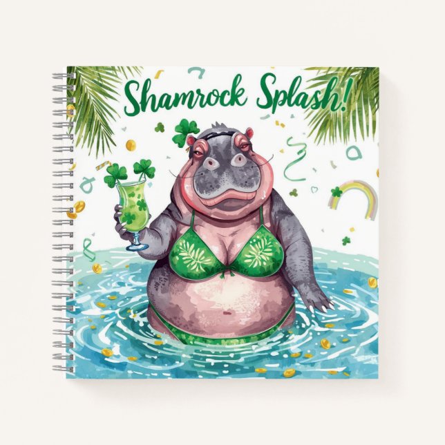St. Patrick's day hippo pool party  Notebook (Front)