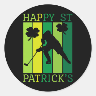 St Patricks Day Hockey Player St Puttricks Ice Hoc Classic Round Sticker