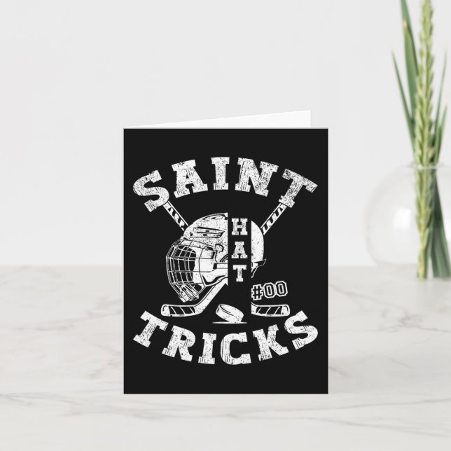 St Patricks Day Hockey Saint Hat Tricks Men Kids B Card (Front)