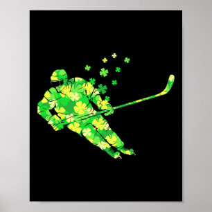 St Patricks Day Hockey Shamrock Vintage Stick Sain Poster