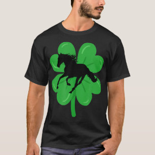 St Patricks Day Horse Lover Vintage Shamrock Women T-Shirt