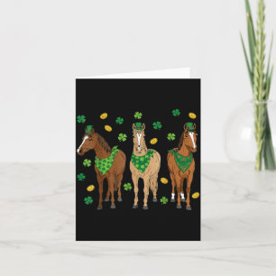St patrick's day horses equestrian women girls kid card