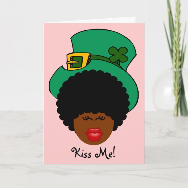 St. Patrick's Day Humour: Kiss Me. I'm Black Irish Card (Front)