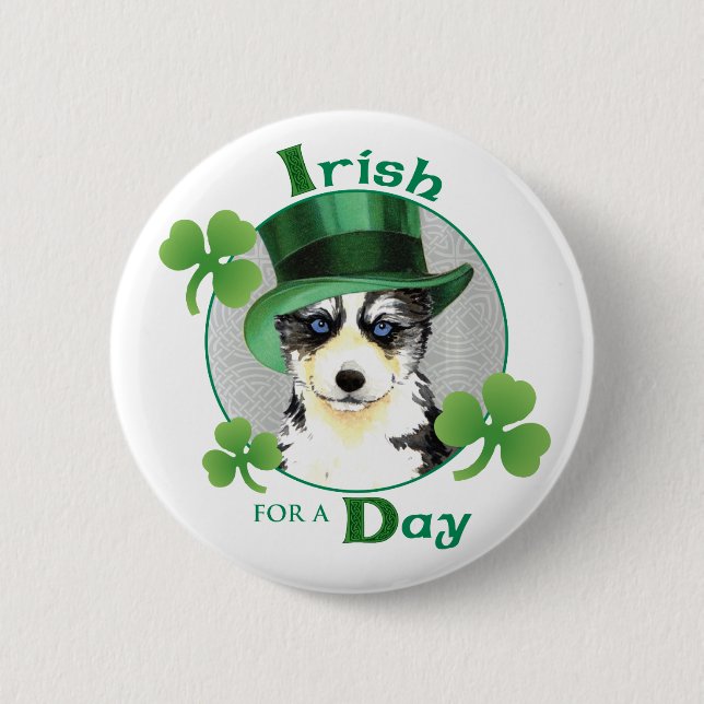 St. Patrick's Day Husky 6 Cm Round Badge (Front)