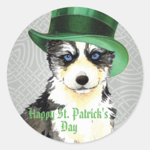 St. Patrick's Day Husky Classic Round Sticker