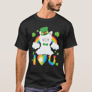 St Patricks Day I Love You Zen Llama I Heart U Hor T-Shirt