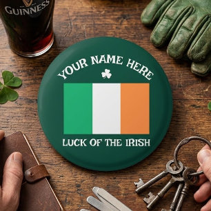 St Patrick's Day Ireland Flag Custom Name Shamrock 3 Cm Round Badge