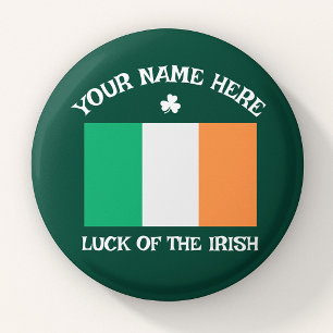 St Patrick's Day Ireland Flag Custom Name Shamrock 3 Cm Round Badge