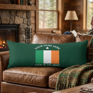 St Patrick's Day Ireland Flag Custom Name Shamrock Body Cushion