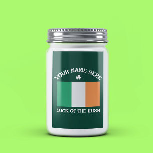 St Patrick's Day Ireland Flag Custom Name Shamrock Food Label