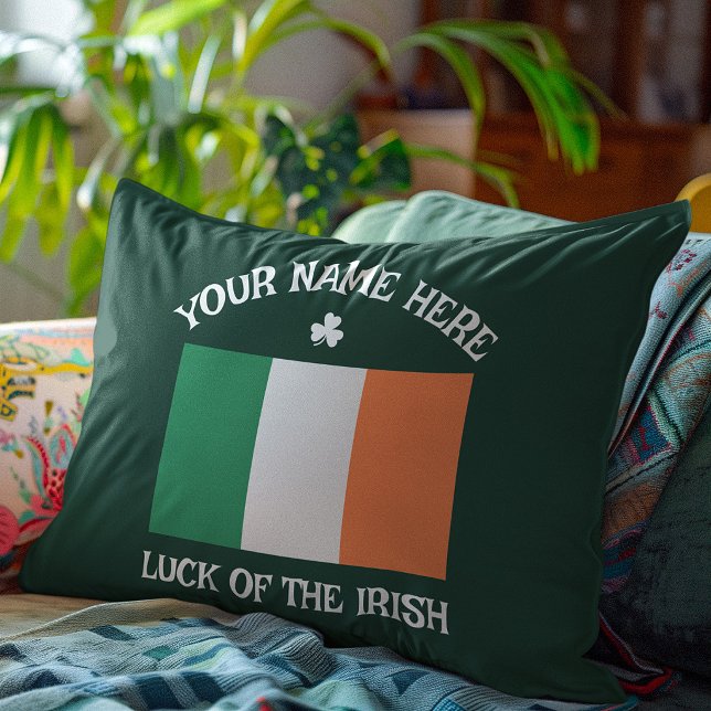 St Patrick's Day Ireland Flag Custom Name Shamrock Pillowcase (Creator Uploaded)