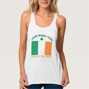 St Patrick's Day Ireland Flag Custom Name Shamrock Singlet