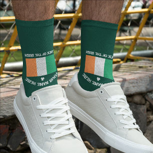 St Patrick's Day Ireland Flag Custom Name Shamrock Socks