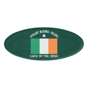St Patrick's Day Ireland Flag Custom Name Shamrock Tag