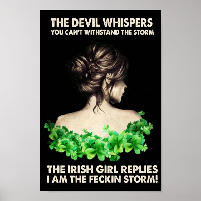 st patricks day ireland Irish Girl Reply shamrock Poster (Front)