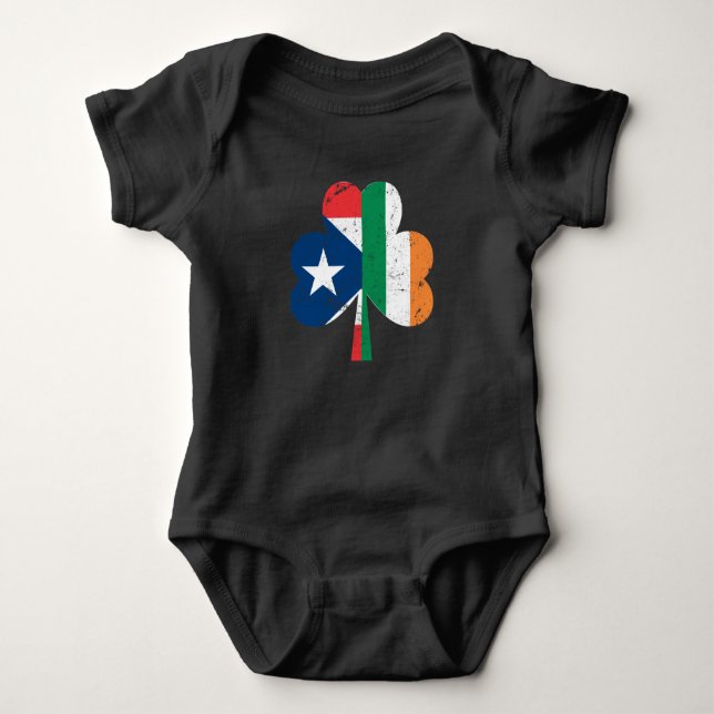 St Patricks Day Ireland Irish Puerto Rican Baby Bodysuit (Front)