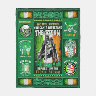 st patricks day ireland Irishman Replies shamrock	 Fleece Blanket