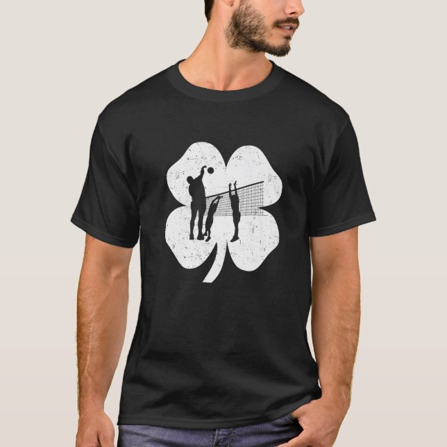 St. Patricks Day Ireland Volleyball Retro Shamrock T-Shirt (Front)