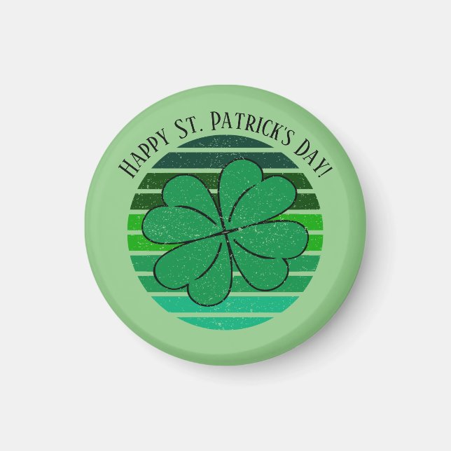 St. Patrick's Day Irish 4 Leaf Clover Retro Magnet (Front)