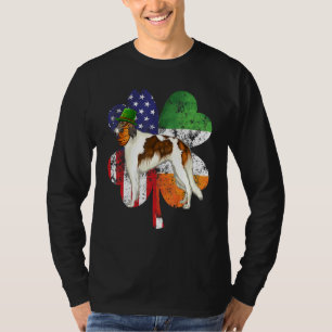 St Patricks Day Irish American Flag Borzoi Dog T-Shirt