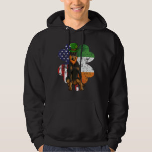 St Patricks Day Irish American Flag Doberman Pinsc Hoodie