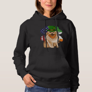 St Patricks Day Irish American Flag Pomeranian Dog Hoodie
