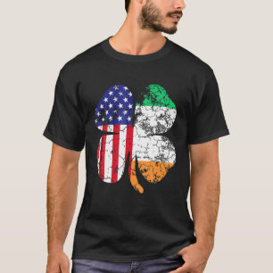 St Patrick's Day Irish American Flag Shamrock Gift T-Shirt
