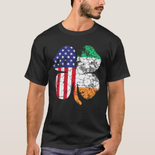 St Patrick's Day Irish American Flag Shamrock Gift T-Shirt