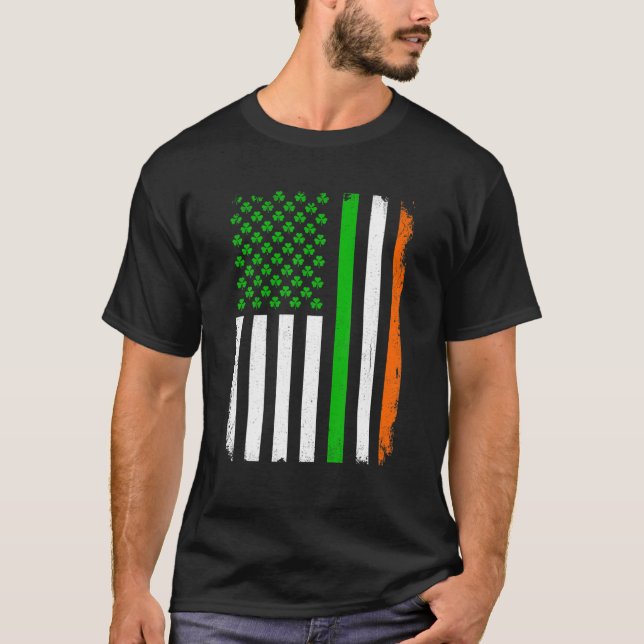 St. Patrick's Day Irish American Flag Shamrock Men T-Shirt (Front)