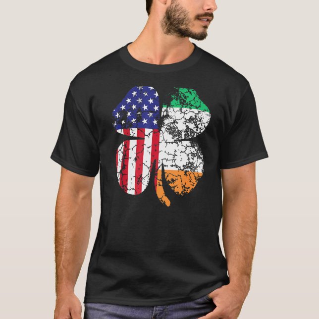 St Patrick's Day Irish American Flag Shamrock  Men T-Shirt (Front)