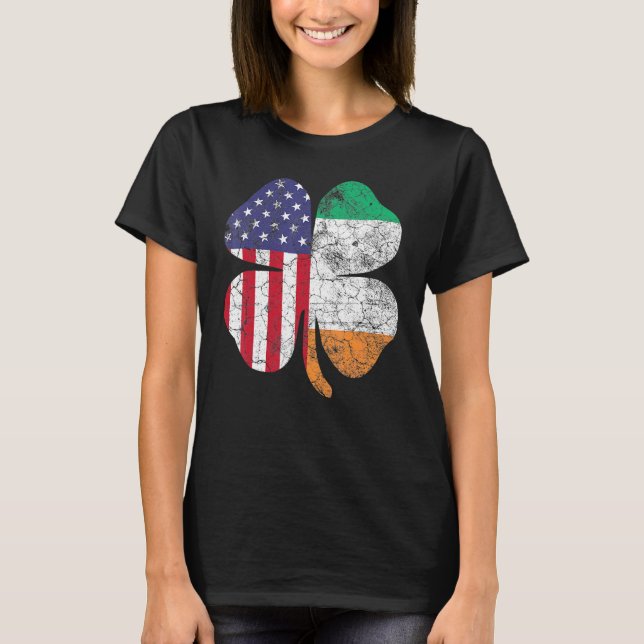 St Patrick's Day Irish American Flag Shirt Shamroc (Front)