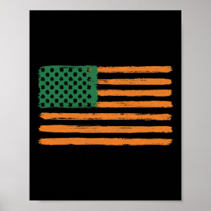 St Patricks Day Irish American Flag Usa Ireland Sh Poster