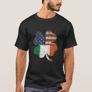 St Patrick's Day Irish American Flag Vintage Shamr T-Shirt