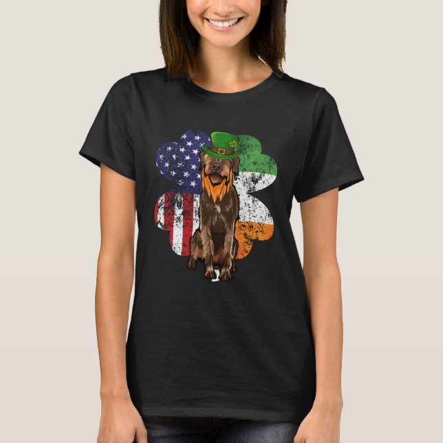St Patricks Day Irish American Wirehaired Pointing T-Shirt (Front)