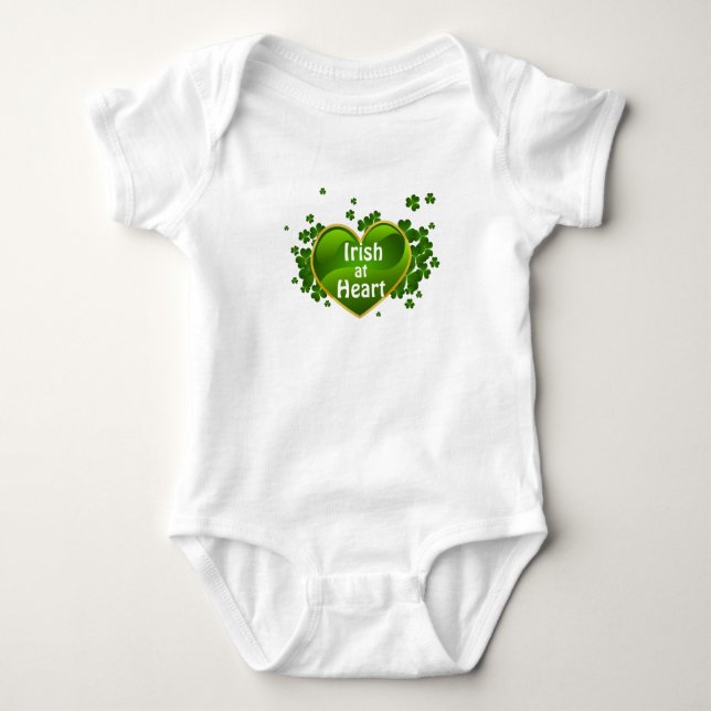 St. Patrick's Day Irish at Heart Baby Bodysuit (Front)