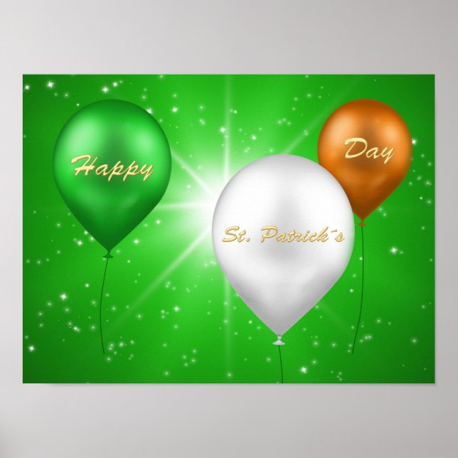 St. Patrick's Day Irish Balloons - Poster Print (Front)