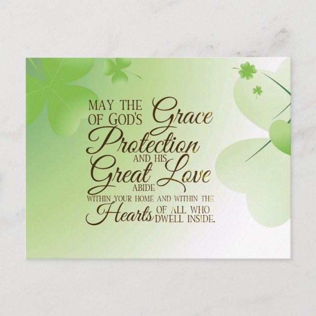St Patrick's Day Irish Blessing Shamrocks Hearts Postcard (Front)