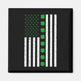 St Patricks Day Irish Clover American Flag  Magnet
