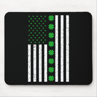 St Patricks Day Irish Clover American Flag  Mouse Pad