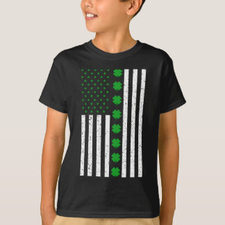 St Patricks Day Irish Clover American Flag  T-Shirt