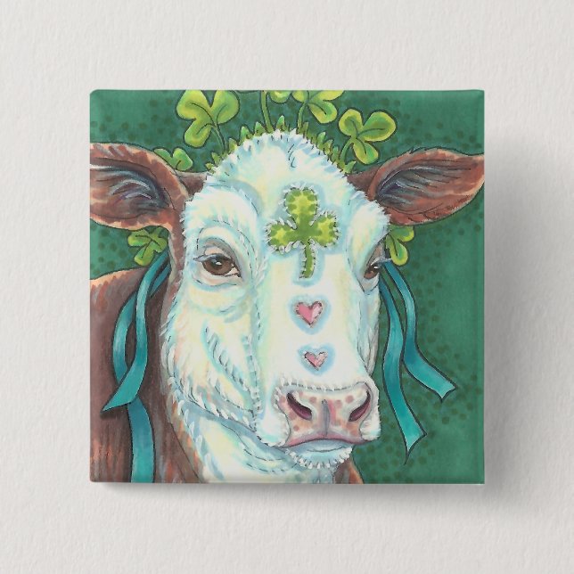 ST. PATRICK'S DAY IRISH COW BUTTON Square (Front)