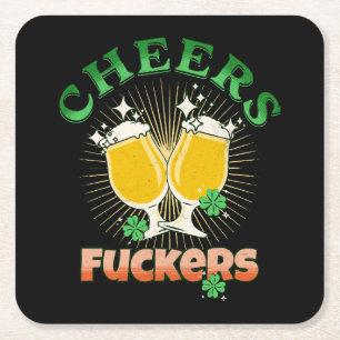 St Patricks Day Irish Drinkin Square Paper Coaster